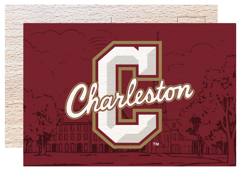 College of Charleston Officially Licensed 4x6" Wooden Postcard with Full Color Design