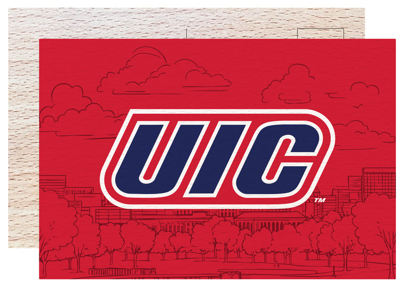 University of Illinois at Chicago Officially Licensed 4x6" Wooden Postcard with Full Color Design