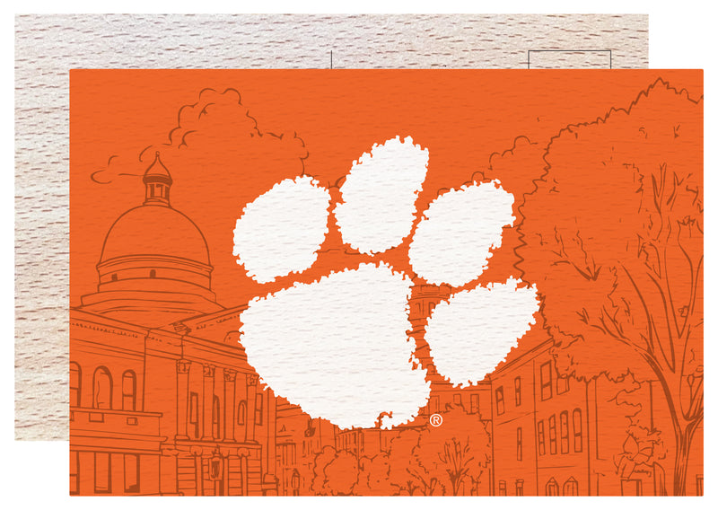 Clemson Tigers Officially Licensed 4x6" Wooden Postcard with Full Color Design