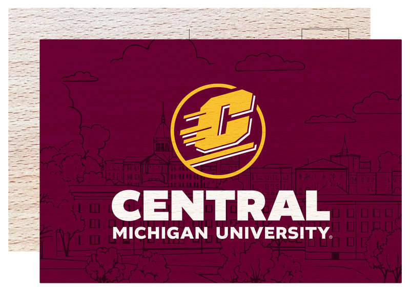Central Michigan University Officially Licensed 4x6" Wooden Postcard with Full Color Design