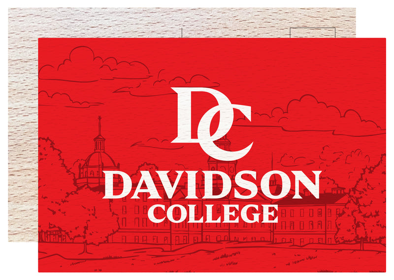Davidson College Officially Licensed 4x6" Wooden Postcard with Full Color Design