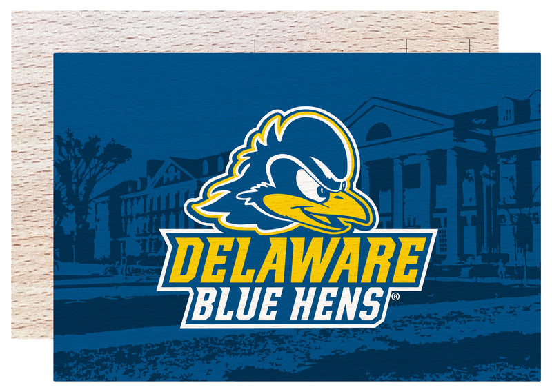 Delaware Blue Hens Officially Licensed 4x6" Wooden Postcard with Full Color Design