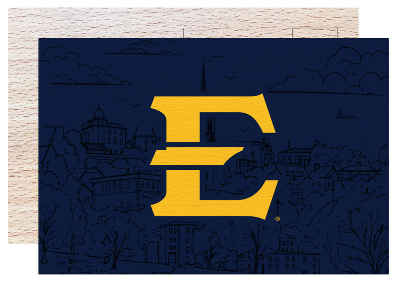 East Tennessee State University Officially Licensed 4x6" Wooden Postcard with Full Color Design