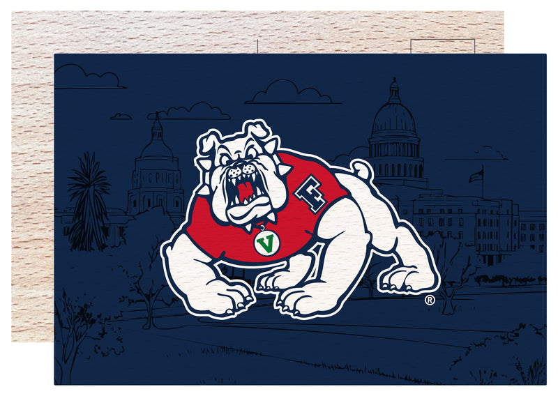 Fresno State Bulldogs Officially Licensed 4x6" Wooden Postcard with Full Color Design