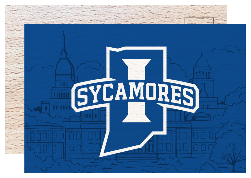 Indiana State University Officially Licensed 4x6" Wooden Postcard with Full Color Design