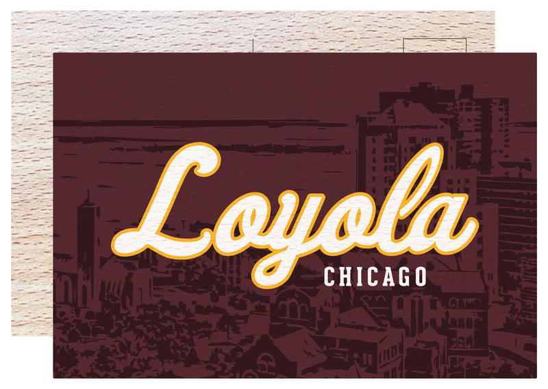 Loyola University Ramblers Officially Licensed 4x6" Wooden Postcard with Full Color Design