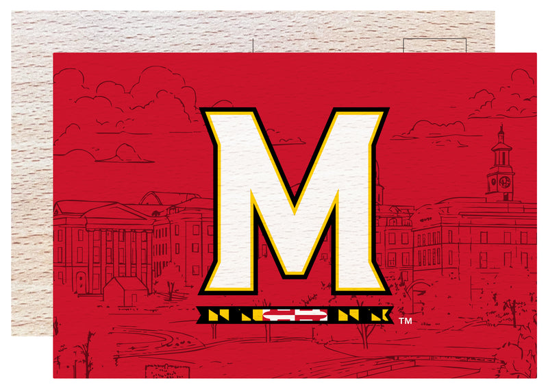 Maryland Terrapins Officially Licensed 4x6" Wooden Postcard with Full Color Design