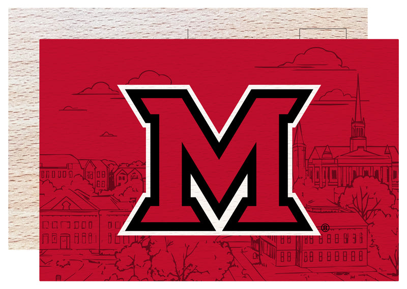 Miami University of Ohio Officially Licensed 4x6" Wooden Postcard with Full Color Design
