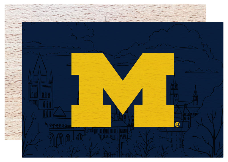 Michigan Wolverines Officially Licensed 4x6" Wooden Postcard with Full Color Design