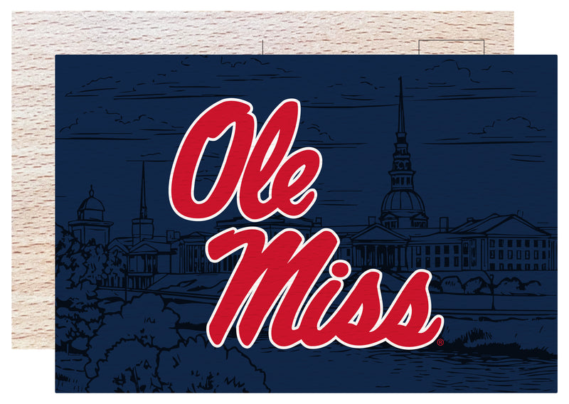 Mississippi Rebels "Ole Miss" Officially Licensed 4x6" Wooden Postcard with Full Color Design