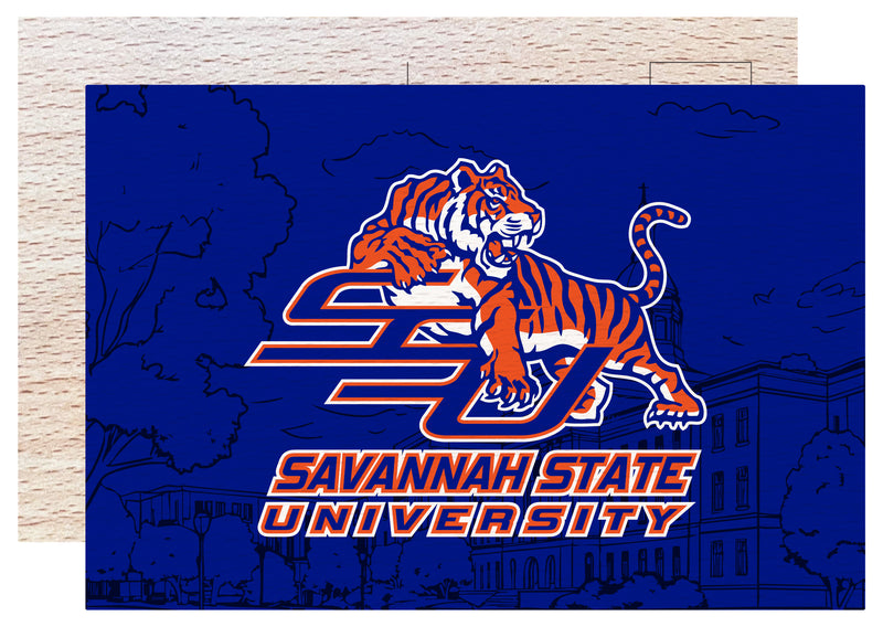 Savannah State University Officially Licensed 4x6" Wooden Postcard with Full Color Design