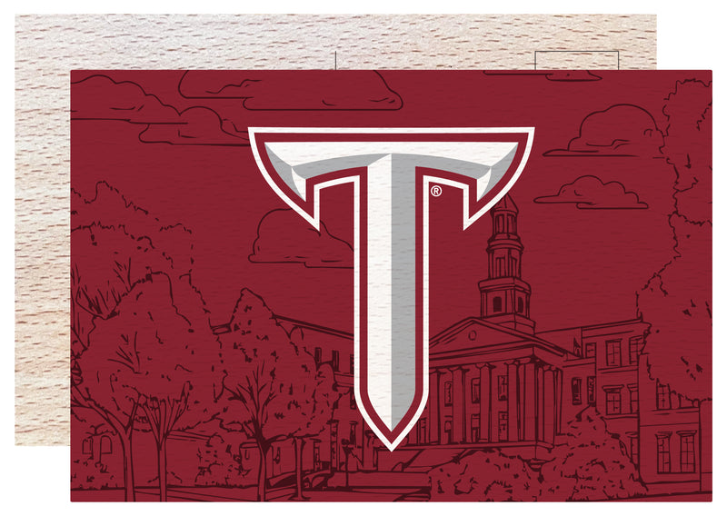 Troy University Officially Licensed 4x6" Wooden Postcard with Full Color Design