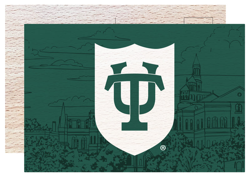 Tulane University Green Wave Officially Licensed 4x6" Wooden Postcard with Full Color Design