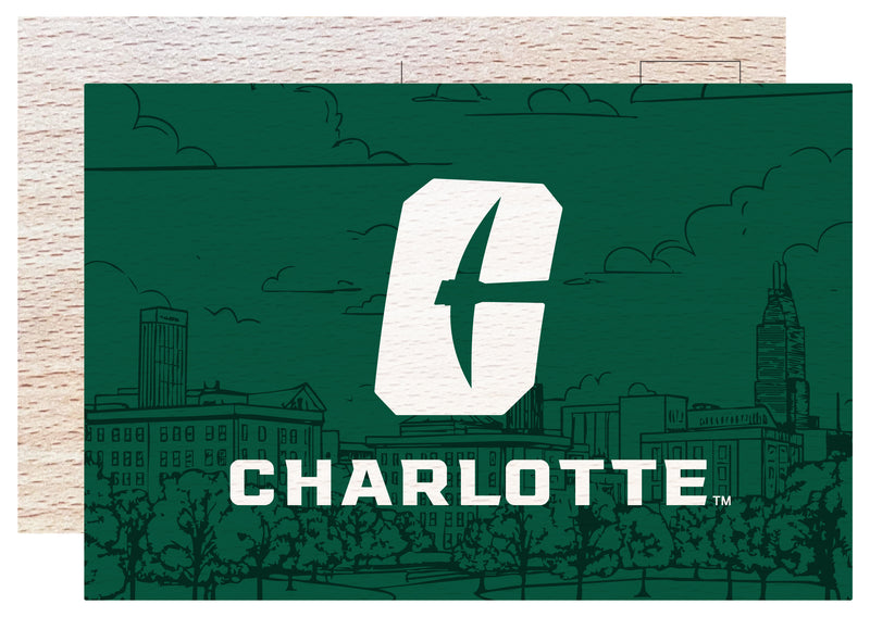 North Carolina Charlotte Forty-Niners Officially Licensed 4x6" Wooden Postcard with Full Color Design