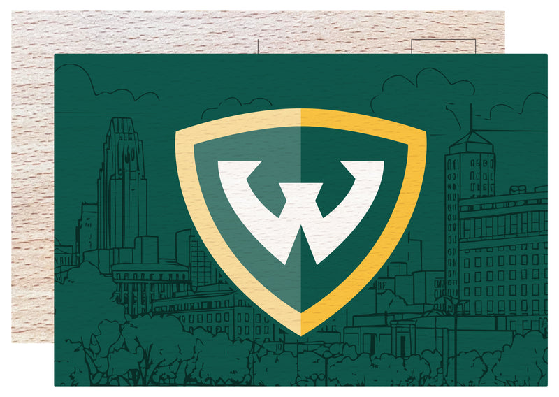 Wayne State Officially Licensed 4x6" Wooden Postcard with Full Color Design