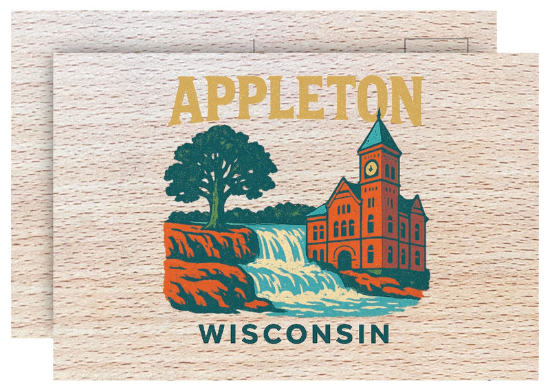 Appleton Wisconsin Vintage Full Color Vintage Design 4 x 6 Souvenir Wood Postcard