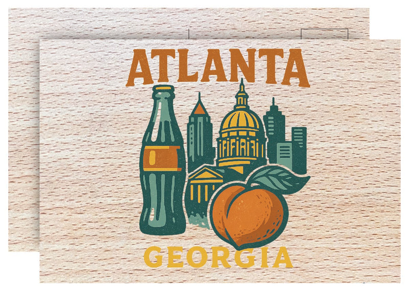 Atlanta Georgia Vintage Full Color Vintage Design 4 x 6 Souvenir Wood Postcard
