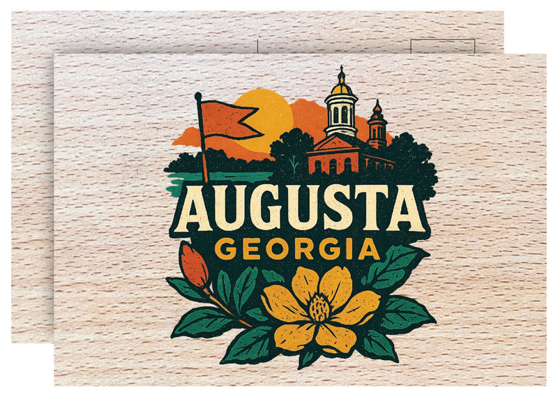 Augusta Georgia Vintage Full Color Vintage Design 4 x 6 Souvenir Wood Postcard