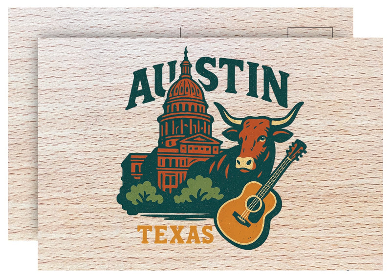Austin Texas Vintage Full Color Vintage Design 4 x 6 Souvenir Wood Postcard