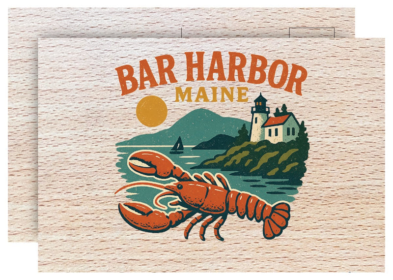 Bar Harbor Maine Vintage Full Color Vintage Design 4 x 6 Souvenir Wood Postcard