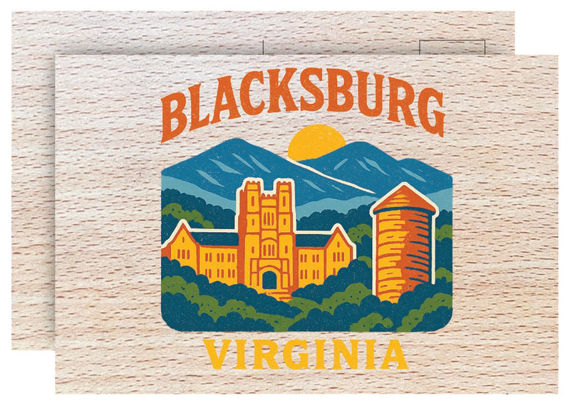 Blacksburg Virginia Vintage Full Color Vintage Design 4 x 6 Souvenir Wood Postcard