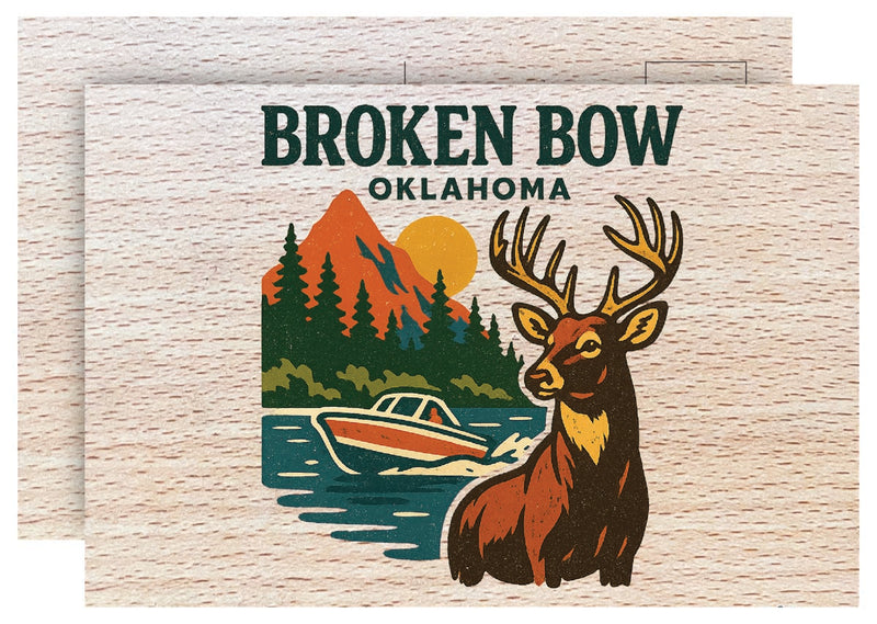Broken Bow Oklahoma Vintage Full Color Vintage Design 4 x 6 Souvenir Wood Postcard