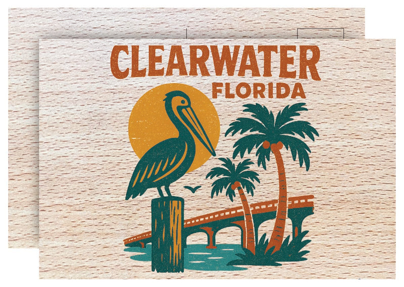 Clearwater Florida Vintage Full Color Vintage Design 4 x 6 Souvenir Wood Postcard