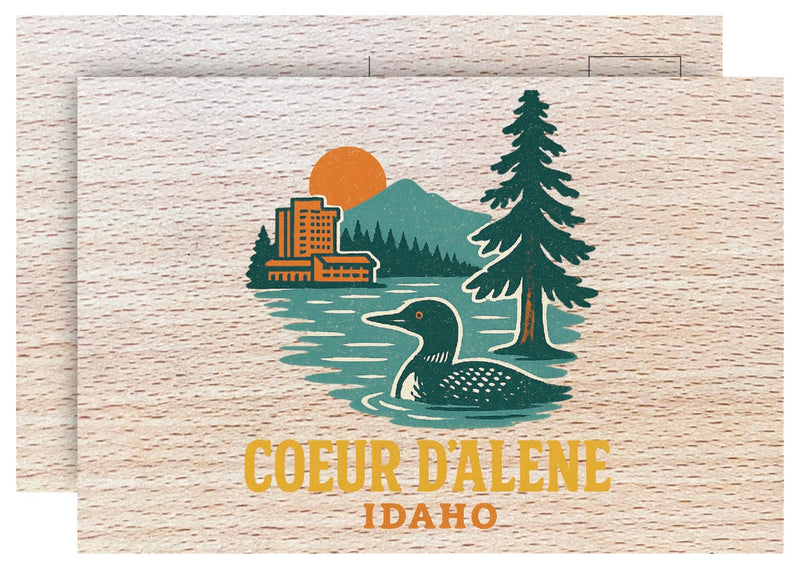 Coeur D'Alene Idaho Vintage Full Color Vintage Design 4 x 6 Souvenir Wood Postcard