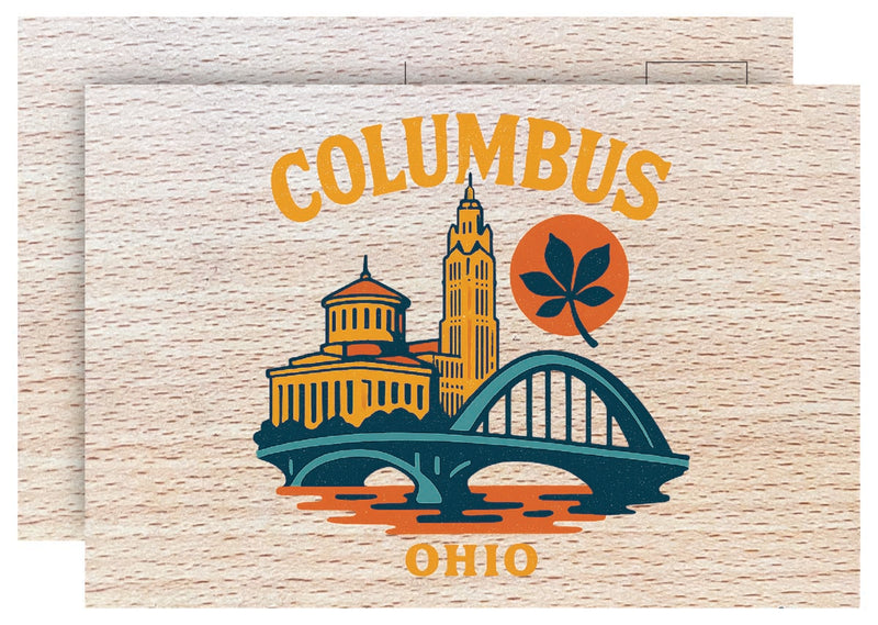 Columbus Ohio Vintage Full Color Vintage Design 4 x 6 Souvenir Wood Postcard
