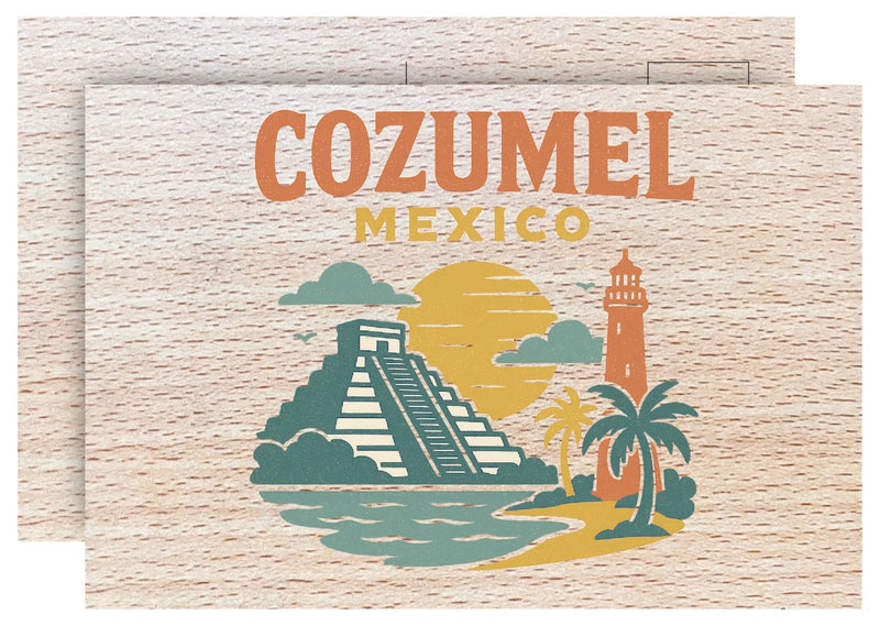 Cozumel Mexico Vintage Full Color Vintage Design 4 x 6 Souvenir Wood Postcard