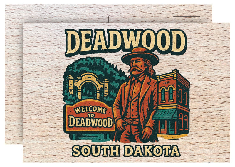 Deadwood South Dakota Vintage Full Color Vintage Design 4 x 6 Souvenir Wood Postcard