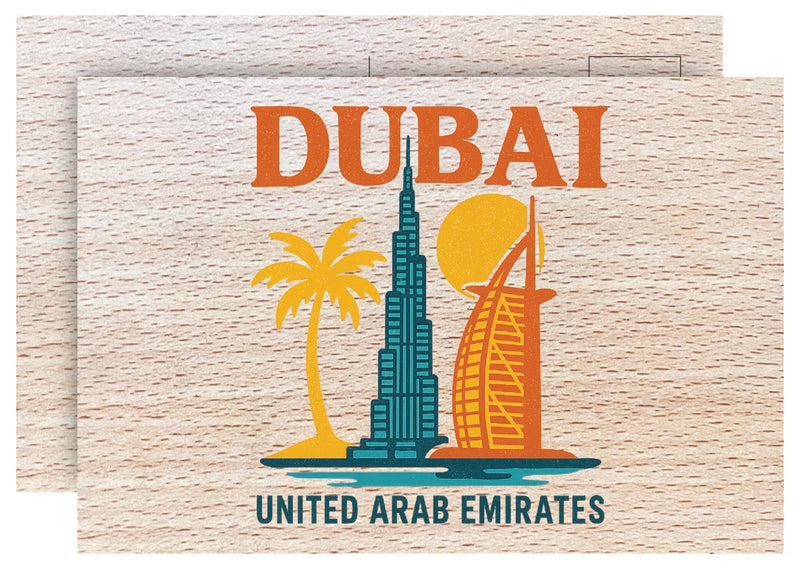 Dubai United Arab Emirates Vintage Full Color Vintage Design 4 x 6 Souvenir Wood Postcard
