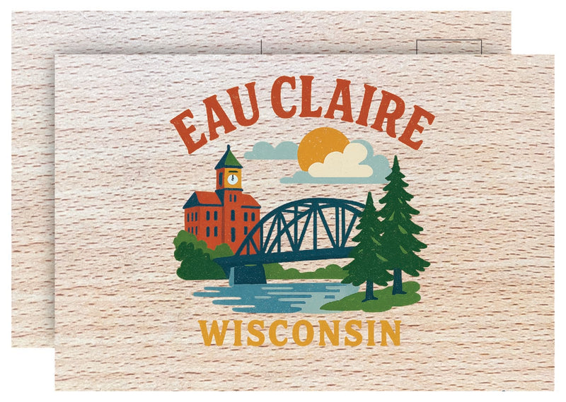 Eau Claire Wisconsin Vintage Full Color Vintage Design 4 x 6 Souvenir Wood Postcard