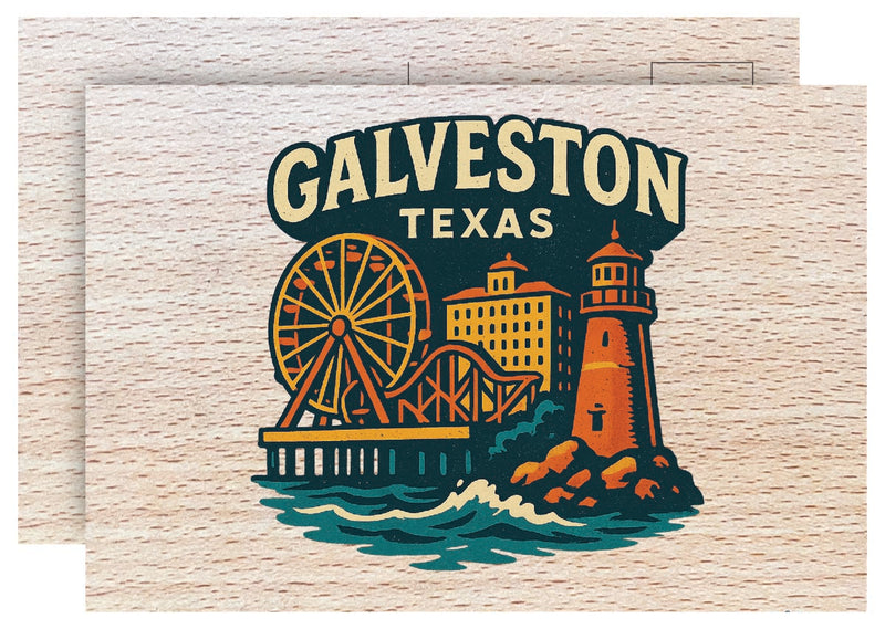 Galveston Texas Vintage Full Color Vintage Design 4 x 6 Souvenir Wood Postcard