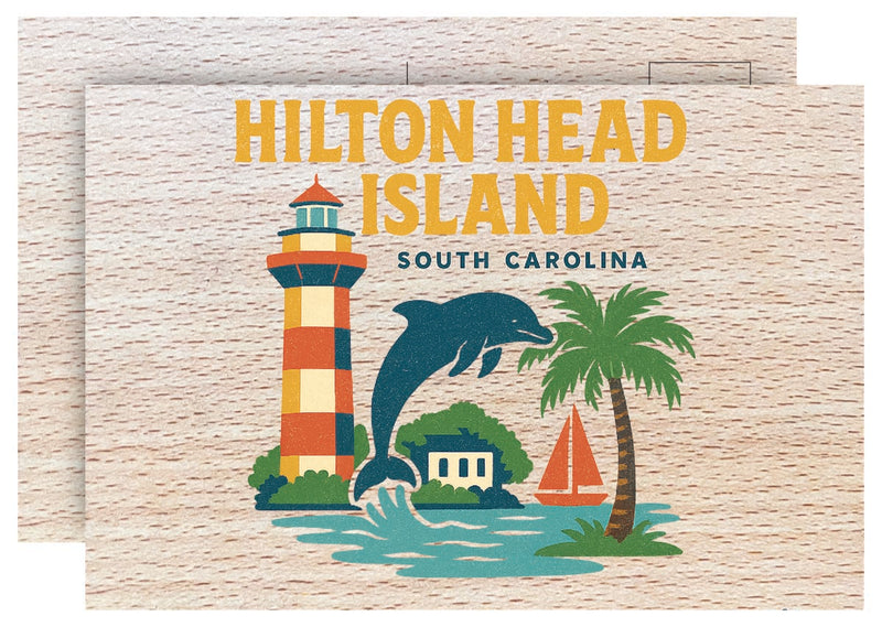 Hilton Head Island South Carolina Vintage Full Color Vintage Design 4 x 6 Souvenir Wood Postcard