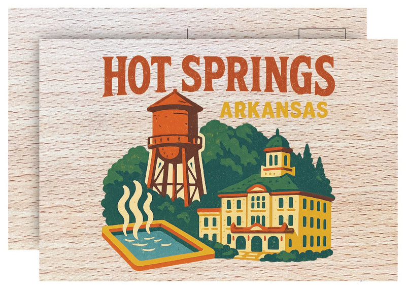 Hot Springs Arkansas Vintage Full Color Vintage Design 4 x 6 Souvenir Wood Postcard