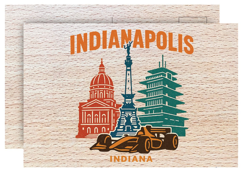 Indianapolis Indiana Vintage Full Color Vintage Design 4 x 6 Souvenir Wood Postcard