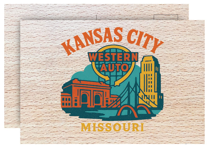 Kansas City Missouri Vintage Full Color Vintage Design 4 x 6 Souvenir Wood Postcard
