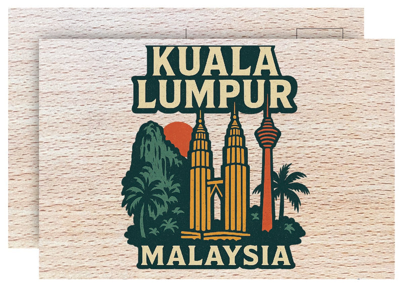 Kuala Lumpur Malaysia Vintage Full Color Vintage Design 4 x 6 Souvenir Wood Postcard