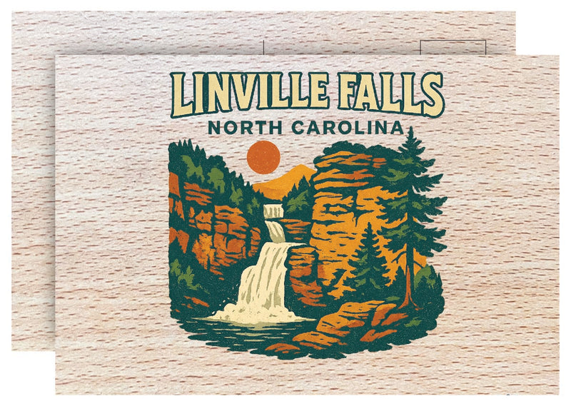 Linville Falls North Carolina Vintage Full Color Vintage Design 4 x 6 Souvenir Wood Postcard