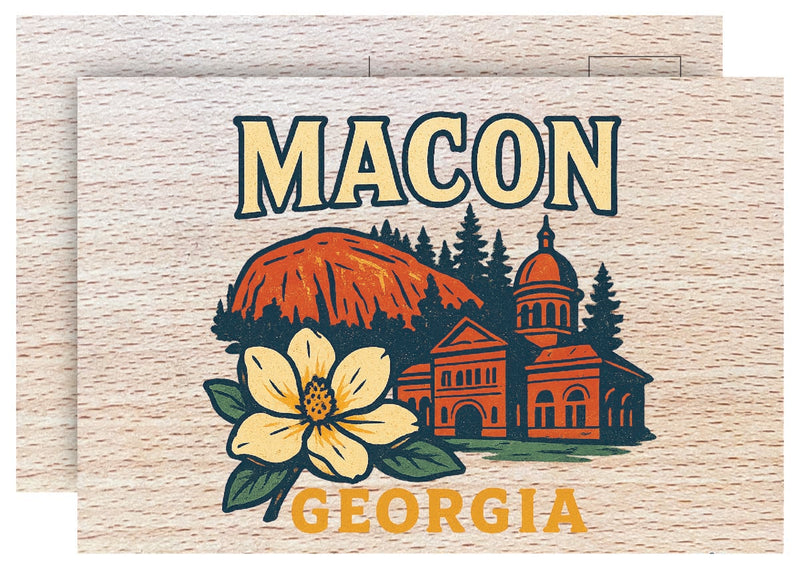 Macon Georgia Vintage Full Color Vintage Design 4 x 6 Souvenir Wood Postcard