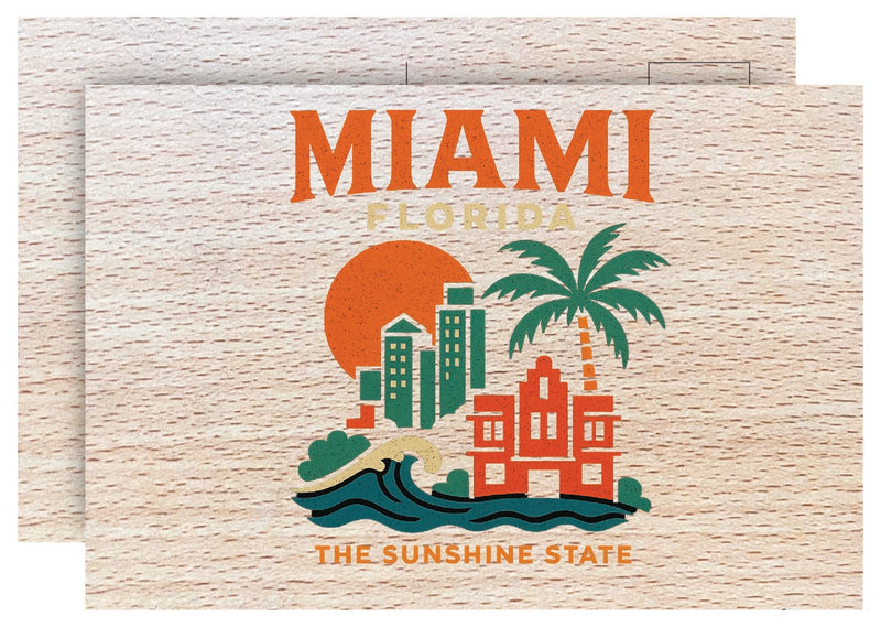 Miami Florida Vintage Full Color Vintage Design 4 x 6 Souvenir Wood Postcard