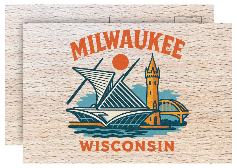 Milwaukee Wisconsin Vintage Full Color Vintage Design 4 x 6 Souvenir Wood Postcard