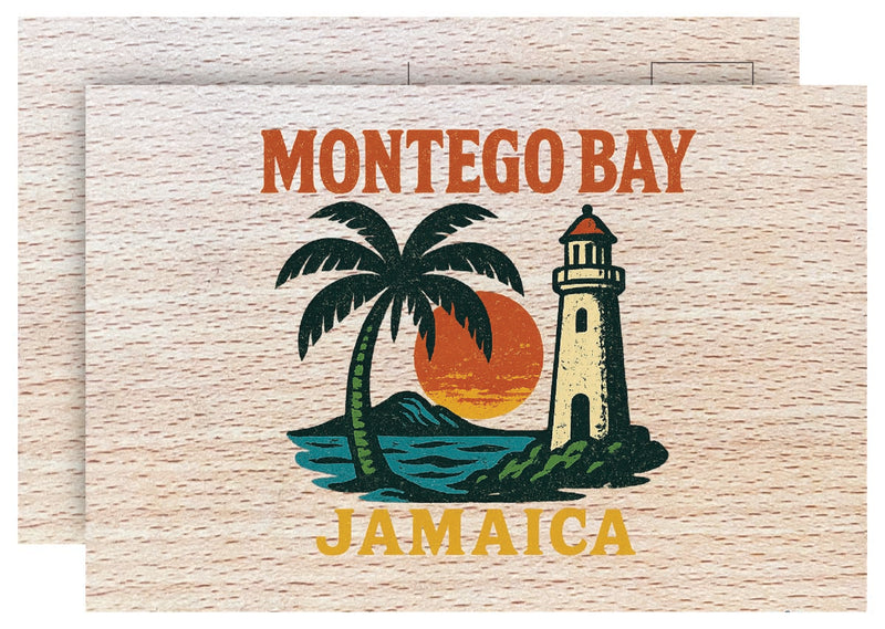 Montego Bay Jamaica Vintage Full Color Vintage Design 4 x 6 Souvenir Wood Postcard