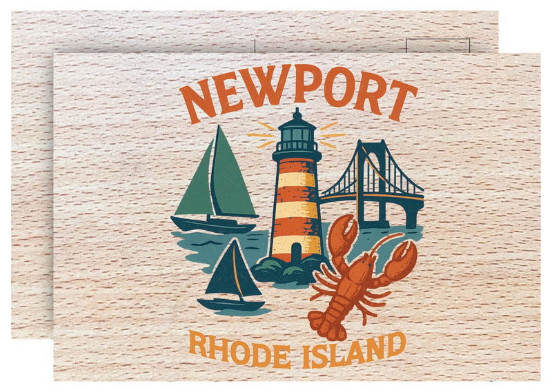 Newport Rhode Island Vintage Full Color Vintage Design 4 x 6 Souvenir Wood Postcard