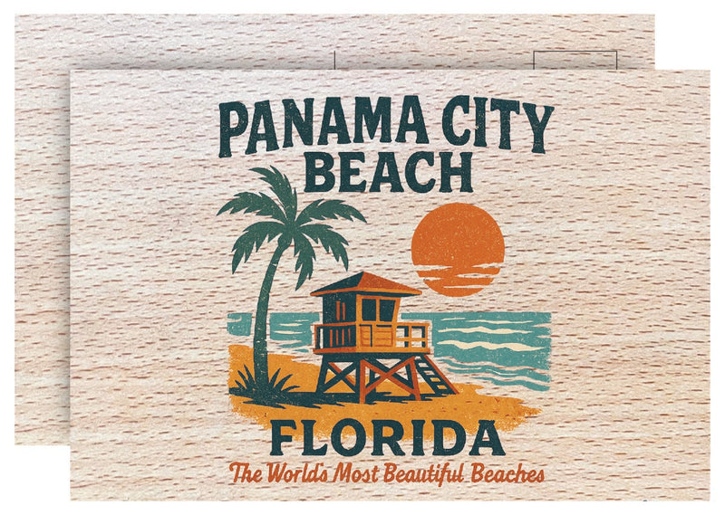 Panama City Beach Florida Vintage Full Color Vintage Design 4 x 6 Souvenir Wood Postcard