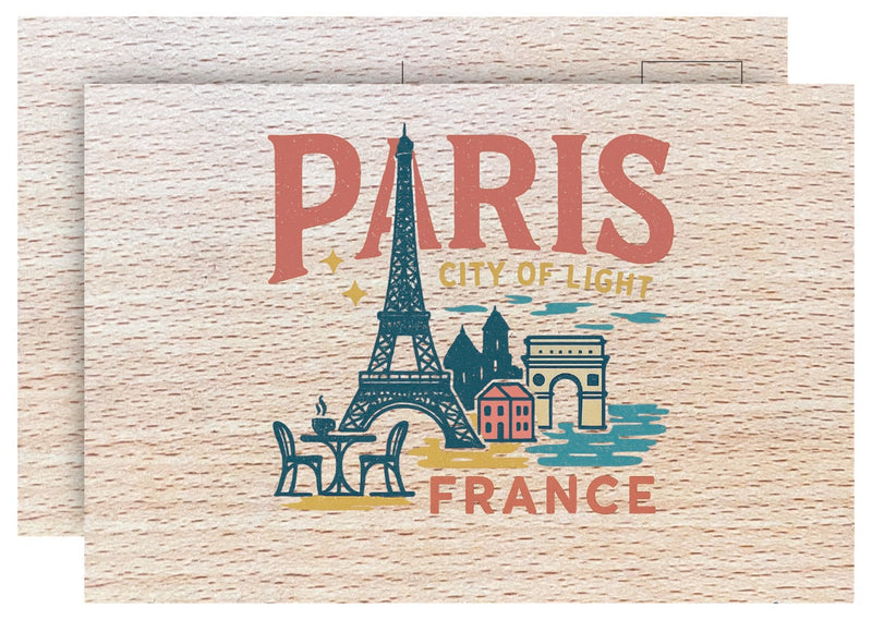 Paris France Vintage Full Color Vintage Design 4 x 6 Souvenir Wood Postcard
