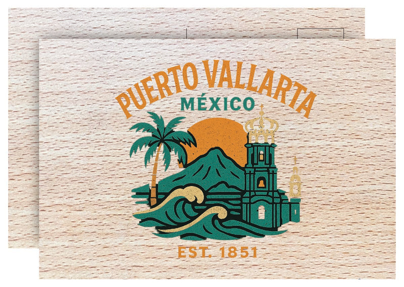 Puerto Vallarta Mexico Vintage Full Color Vintage Design 4 x 6 Souvenir Wood Postcard