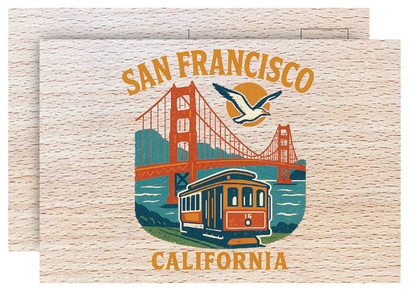 San Francisco California Vintage Full Color Vintage Design 4 x 6 Souvenir Wood Postcard