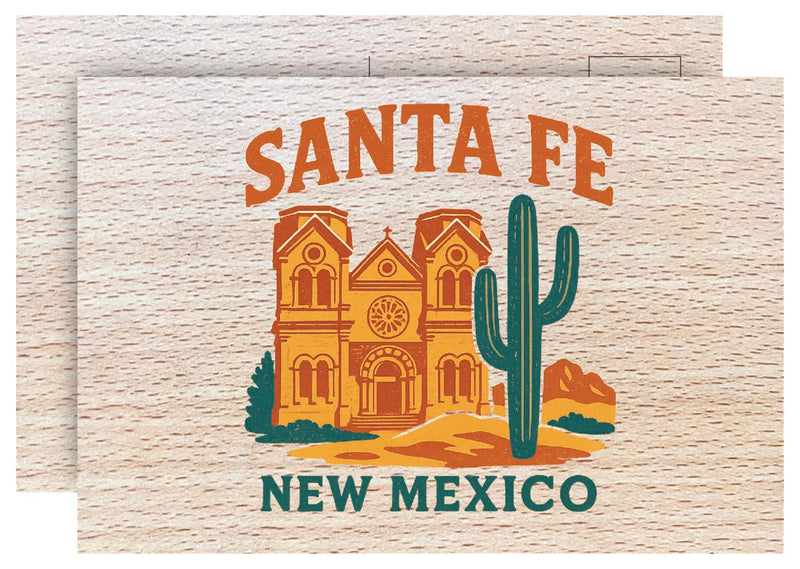 Santa Fe New Mexico Vintage Full Color Vintage Design 4 x 6 Souvenir Wood Postcard